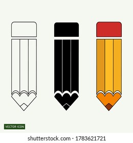 
pencil icon, in a flat style. stationary.