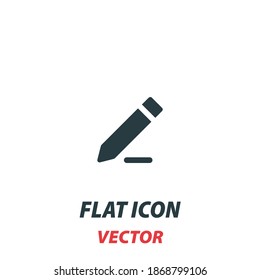 Pencil icon in a flat style. Vector illustration pictogram on white background. Isolated symbol suitable for mobile concept, web apps, infographics, interface and apps design.