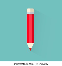 Pencil icon in flat style, vector illustration