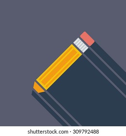 Pencil icon. Flat vector related icon with long shadow for web and mobile applications. It can be used as - logo, pictogram, icon, infographic element. Vector Illustration.