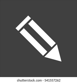 Pencil icon flat. Vector white illustration isolated on black background. Flat symbol