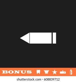 Pencil icon flat. White pictogram on black background. Vector illustration symbol and bonus button tooth, vase, star, mirror, bottle
