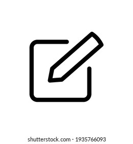 Pencil Icon For Graphic Design Projects. Pencil Writing Text On Paper Icon. Writing Pad Icon. Line Style. Edit Document Symbol