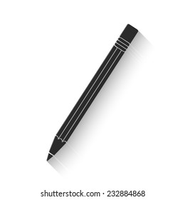 pencil icon - gray vector illustration with shadow