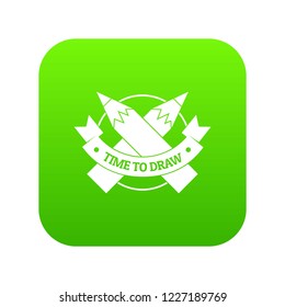 Pencil icon green vector isolated on white background