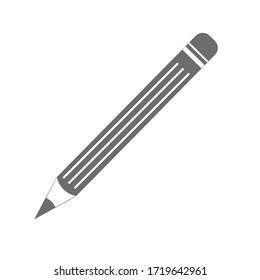 Pencil icon, grey color. Isolated vector illustration on white background.