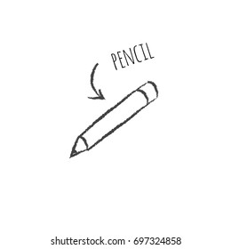 Pencil icon in hand drawn style for web and creative design. Vector illustration. Isolated on white