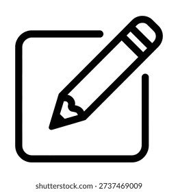A pencil icon with a heart tip inside a square frame.