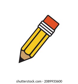 Pencil icon. High-quality outline symbol of graduation for any app. Thin line and color signs of education for design logo, visit card, etc.