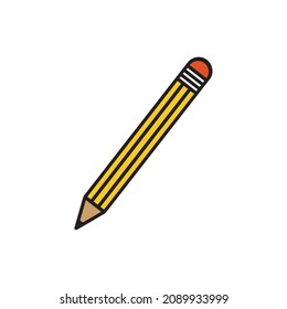 Pencil icon. High-quality outline symbol of graduation for any app. Thin line and color signs of education for design logo, visit card, etc.