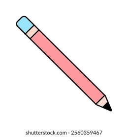 Pencil Icon Illustration in Flat Style. Perfect for design projects, print shops, or creative materials representation.