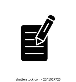 Pencil icon illustration with notes. suitable for contract icon. glyph icon style. icon related to construction. Simple vector design editable.