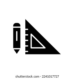 Pencil icon illustration with ruler. glyph icon style. icon related to construction. Simple vector design editable.