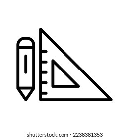 Pencil icon illustration with ruler. line icon style. icon related to construction. Simple vector design editable.