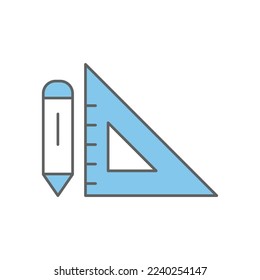 Icono de lápiz con regla. Estilo de icono de dos tonos. icono relacionado con la construcción. Diseño de vector simple editable.