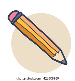 Pencil icon illustration, simple drawing. Lovely vector illustration.