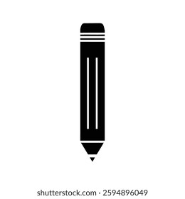 Pencil Icon. Illustration of Stationery for School and Office Isolated on White Background.