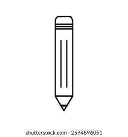 Pencil Icon. Illustration of Stationery for School and Office Isolated on White Background.