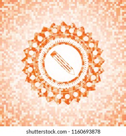 pencil icon inside abstract orange mosaic emblem