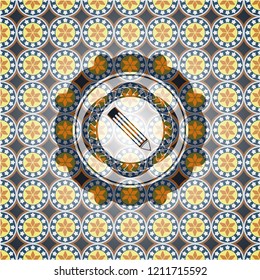 pencil icon inside arabesque emblem. arabic decoration.
