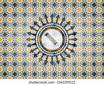 pencil icon inside arabesque emblem. arabic decoration.