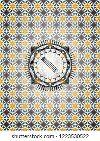 pencil icon inside arabesque style badge. arabic decoration.