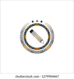 pencil icon inside arabesque style badge. arabic decoration.
