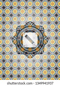 pencil icon inside arabesque style emblem. arabic decoration.