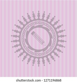 pencil icon inside badge with pink background