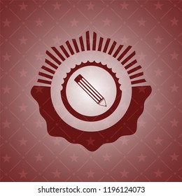 pencil icon inside badge with red background
