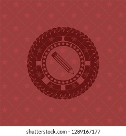 pencil icon inside badge with red background