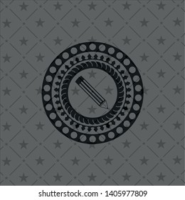 pencil icon inside black emblem