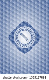 pencil icon inside blue hexagon badge.