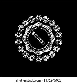 pencil icon inside chalkboard emblem