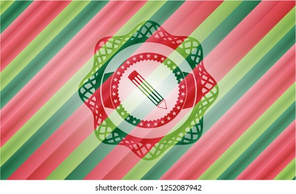 pencil icon inside christmas badge.