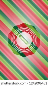 pencil icon inside christmas colors emblem.