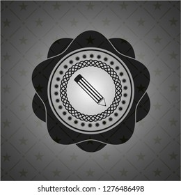 pencil icon inside dark emblem. Retro