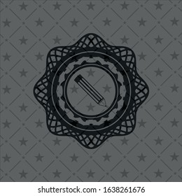pencil icon inside dark emblem