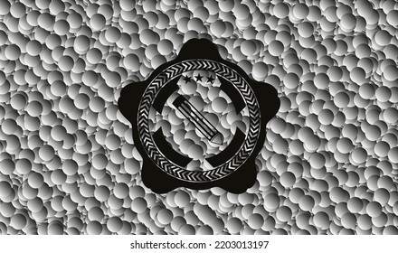 pencil icon inside dark emblem with bubbles background. Vector Illustration. Detailed. 