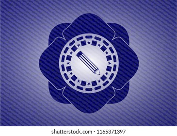 pencil icon inside emblem with jean high quality background