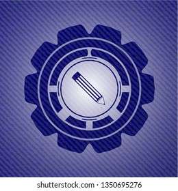 pencil icon inside emblem with jean high quality background