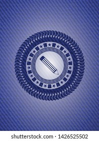 pencil icon inside emblem with jean high quality background