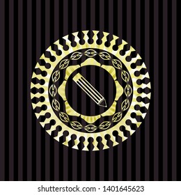 pencil icon inside golden emblem or badge