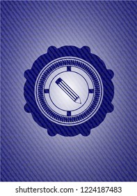 pencil icon inside jean background