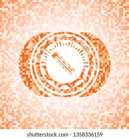 pencil icon inside orange mosaic emblem