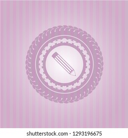 pencil icon inside pink emblem. Retro