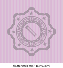 pencil icon inside pink emblem. Vintage.