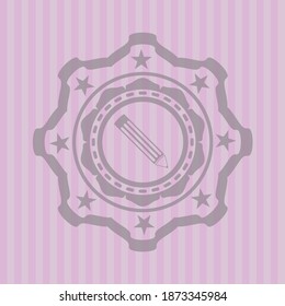 Bleistift-Symbol in rosafarbenem Emblem. Jahrgang. Vektordesign. 