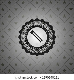 pencil icon inside realistic black emblem