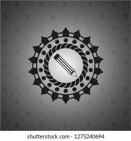 pencil icon inside realistic dark emblem